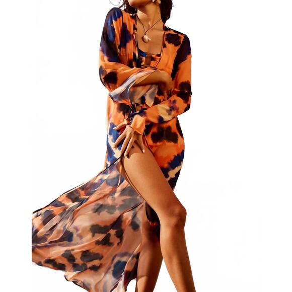 NEW RUNAWAY THE LABEL velzy swim coverups in saber print - Picture 4 of 5